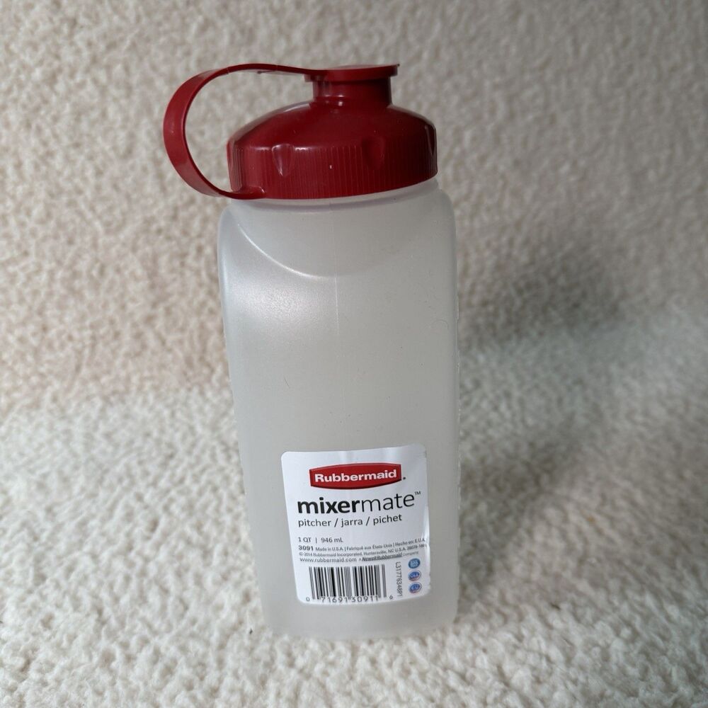 Rubbermaid 1 Qt 32 Oz Mixermate Water Bottle Container Pitcher Red USA New!